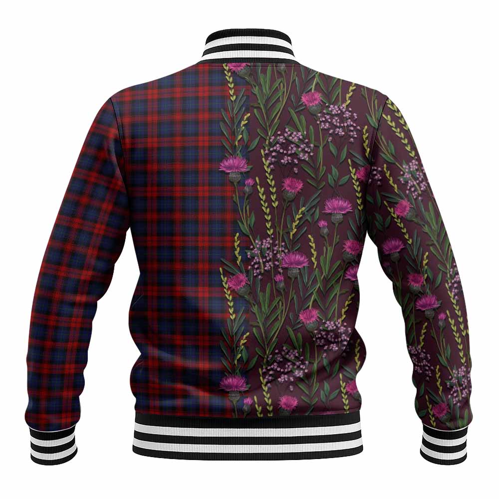 MacLachlan (McLachlan) Family Crest Tartan Baseball Jacket Scottish Thistle Flower Pattern Half Style - Tartan Vibes Clothing