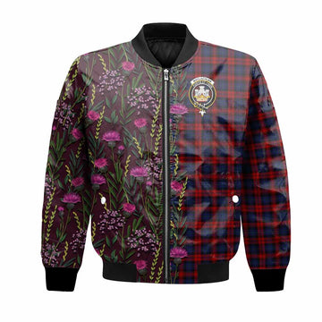 MacLachlan (McLachlan) Family Crest Tartan Bomber Jacket Scottish Thistle Flower Pattern Half Style