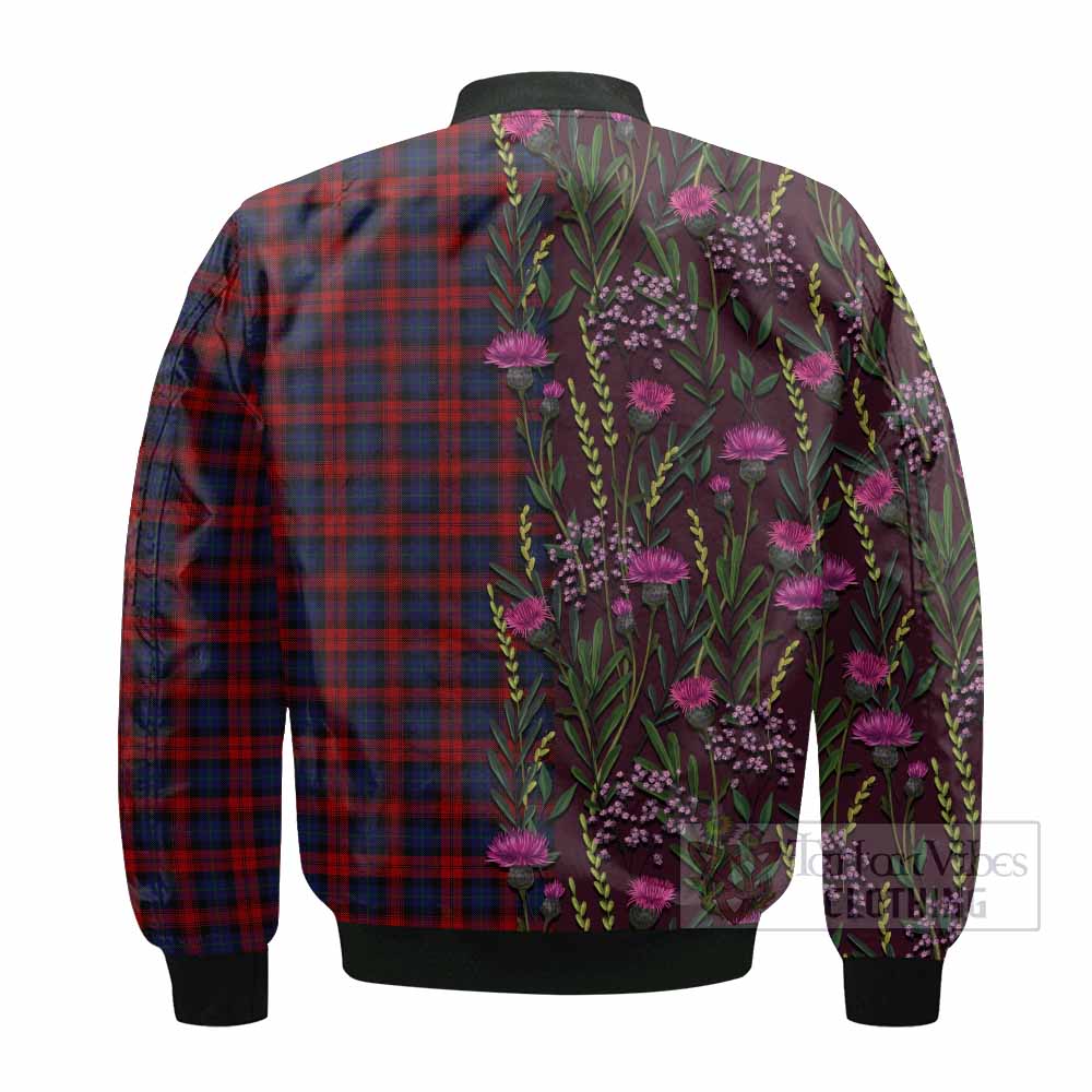 MacLachlan (McLachlan) Family Crest Tartan Bomber Jacket Scottish Thistle Flower Pattern Half Style - Tartan Vibes Clothing