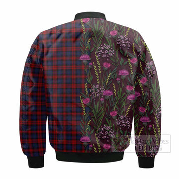 MacLachlan (McLachlan) Family Crest Tartan Bomber Jacket Scottish Thistle Flower Pattern Half Style