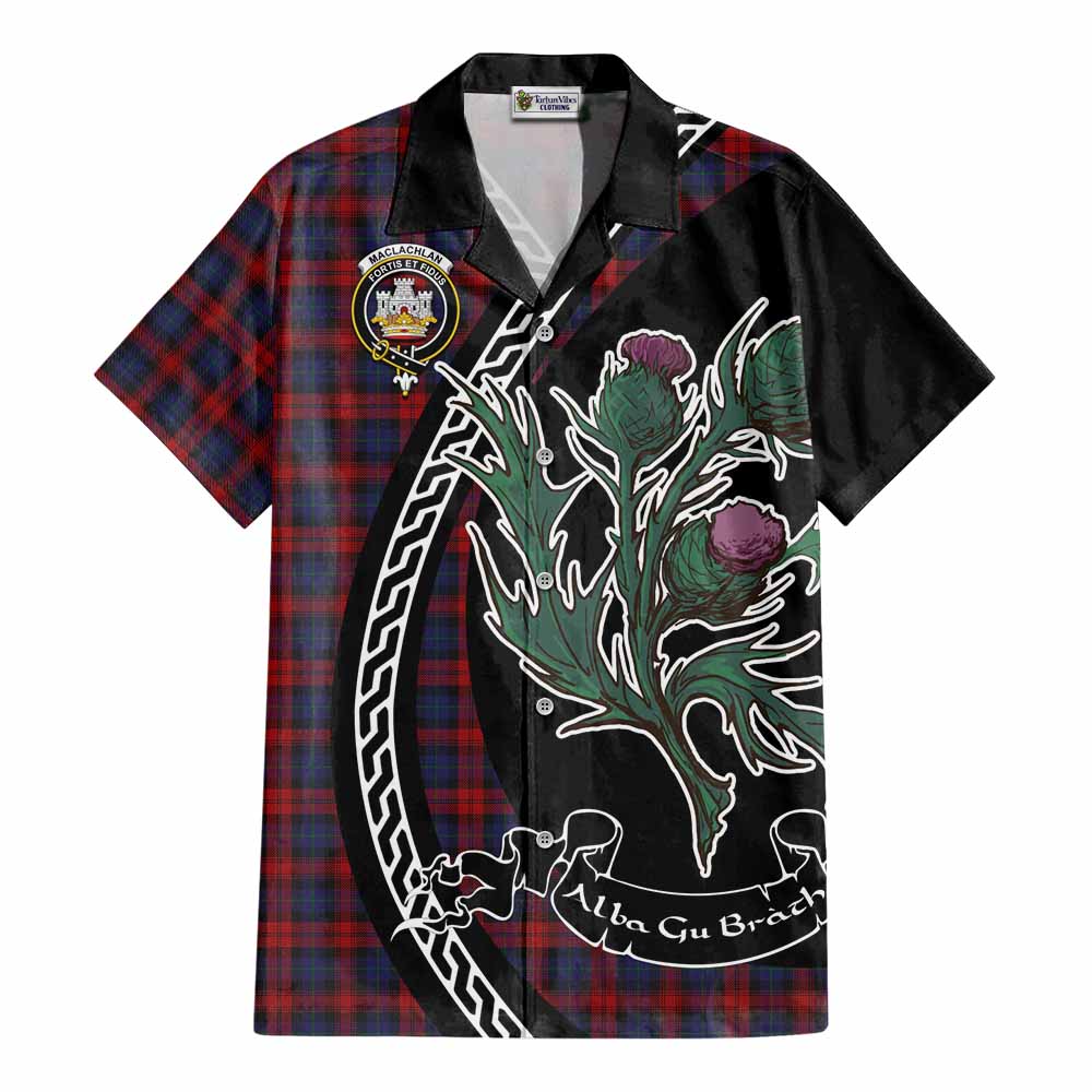 MacLachlan (McLachlan) Family Crest Tartan Cotton Hawaiian Shirt Alba Thistle Inspired - Tartan Vibes Clothing