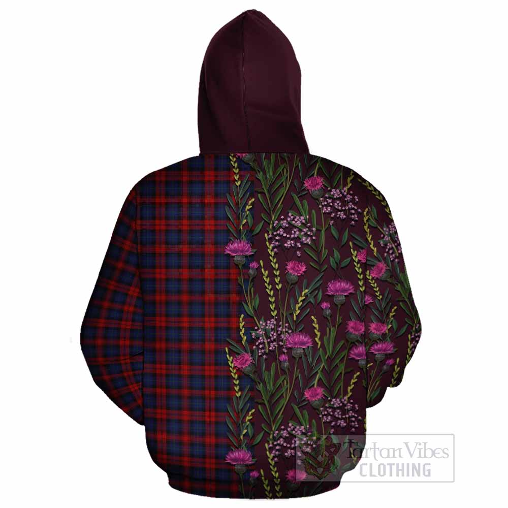 MacLachlan (McLachlan) Family Crest Tartan Cotton Hoodie Scottish Thistle Flower Pattern Half Style - Tartan Vibes Clothing