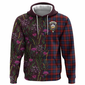 MacLachlan (McLachlan) Family Crest Tartan Hoodie Scottish Thistle Flower Pattern Half Style
