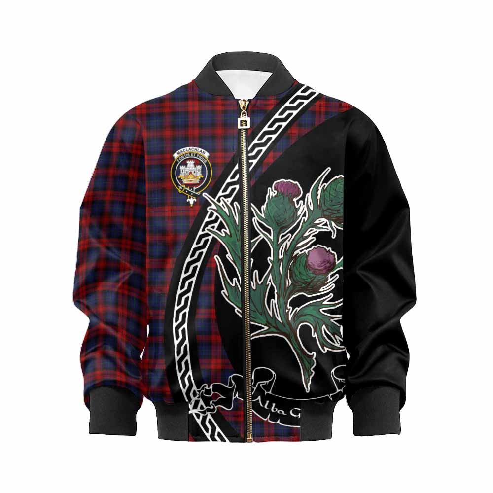 MacLachlan (McLachlan) Family Crest Tartan Kid Bomber Jacket Alba Thistle Inspired - Tartan Vibes Clothing