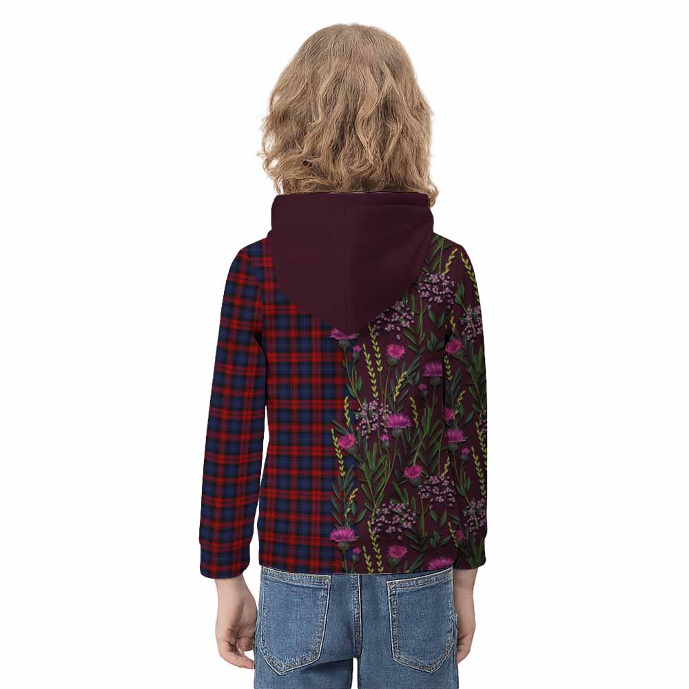MacLachlan (McLachlan) Family Crest Tartan Kid Hoodie Scottish Thistle Flower Pattern Half Style - Tartan Vibes Clothing