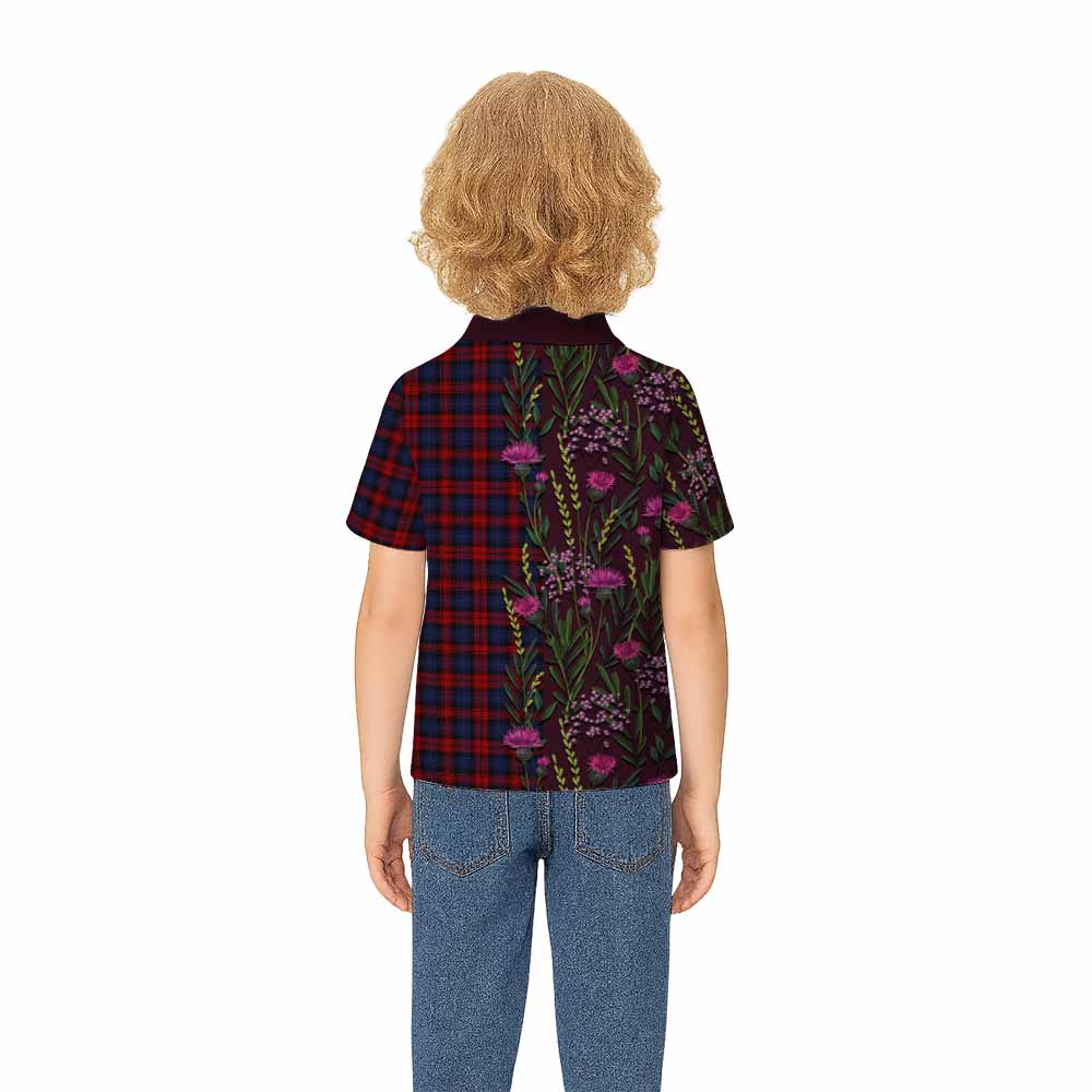 MacLachlan (McLachlan) Family Crest Tartan Kid Polo Shirt Scottish Thistle Flower Pattern Half Style - Tartan Vibes Clothing