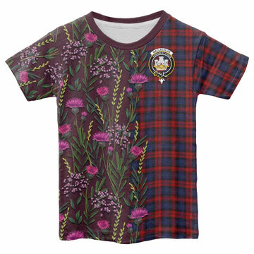 MacLachlan (McLachlan) Family Crest Tartan Kid T-shirt Scottish Thistle Flower Pattern Half Style - Tartan Vibes Clothing