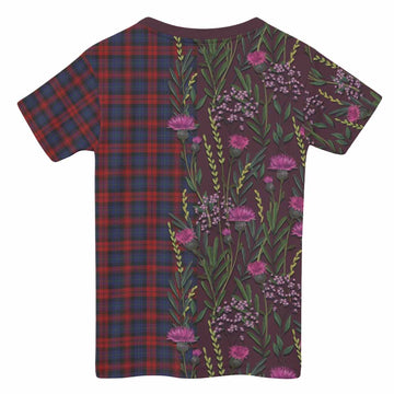 MacLachlan (McLachlan) Family Crest Tartan Kid T-shirt Scottish Thistle Flower Pattern Half Style - Tartan Vibes Clothing