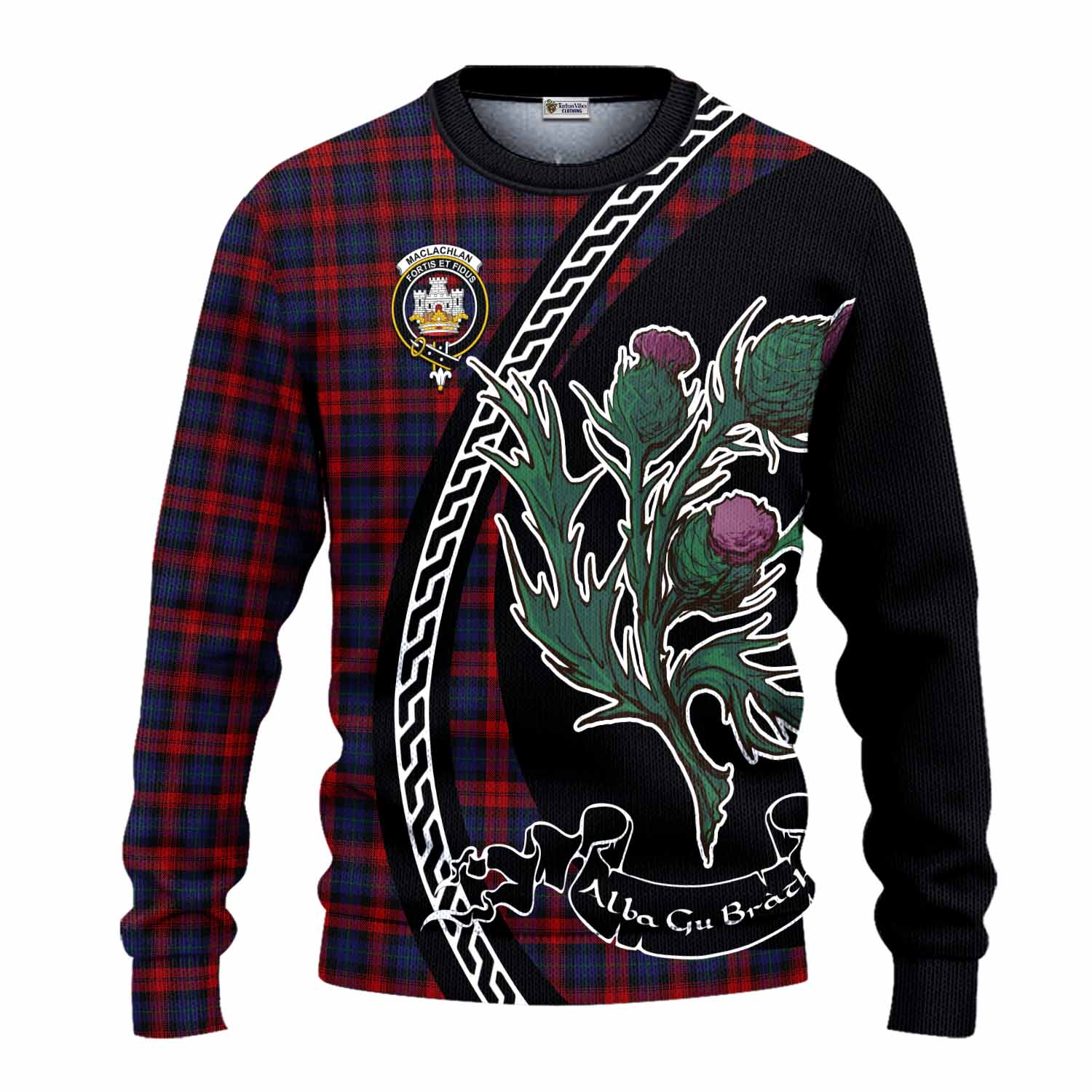MacLachlan (McLachlan) Family Crest Tartan Knitted Sweater Alba Thistle Inspired - Tartan Vibes Clothing