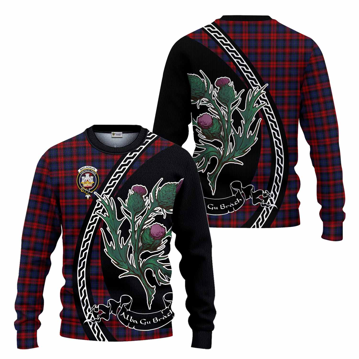 MacLachlan (McLachlan) Family Crest Tartan Knitted Sweater Alba Thistle Inspired - Tartan Vibes Clothing