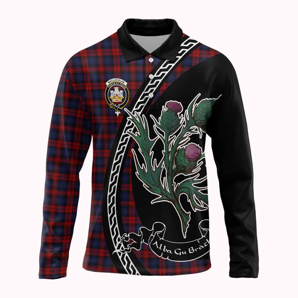 MacLachlan (McLachlan) Family Crest Tartan Long Sleeve Polo Shirt Alba Thistle Inspired - Tartan Vibes Clothing