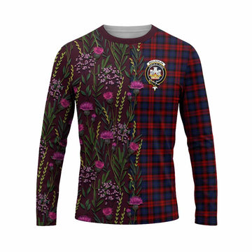 MacLachlan (McLachlan) Family Crest Tartan Long Sleeve T-Shirt Scottish Thistle Flower Pattern Half Style