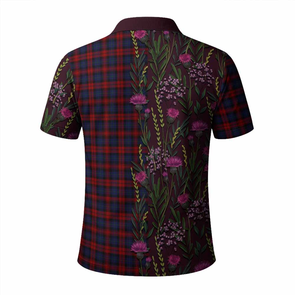 MacLachlan (McLachlan) Family Crest Tartan Polo Shirt Scottish Thistle Flower Pattern Half Style - Tartan Vibes Clothing