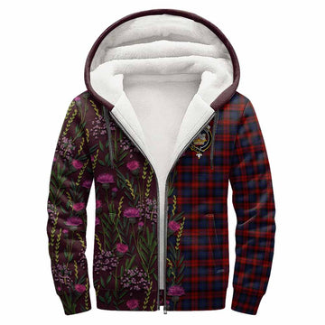 MacLachlan (McLachlan) Family Crest Tartan Sherpa Hoodie Scottish Thistle Flower Pattern Half Style