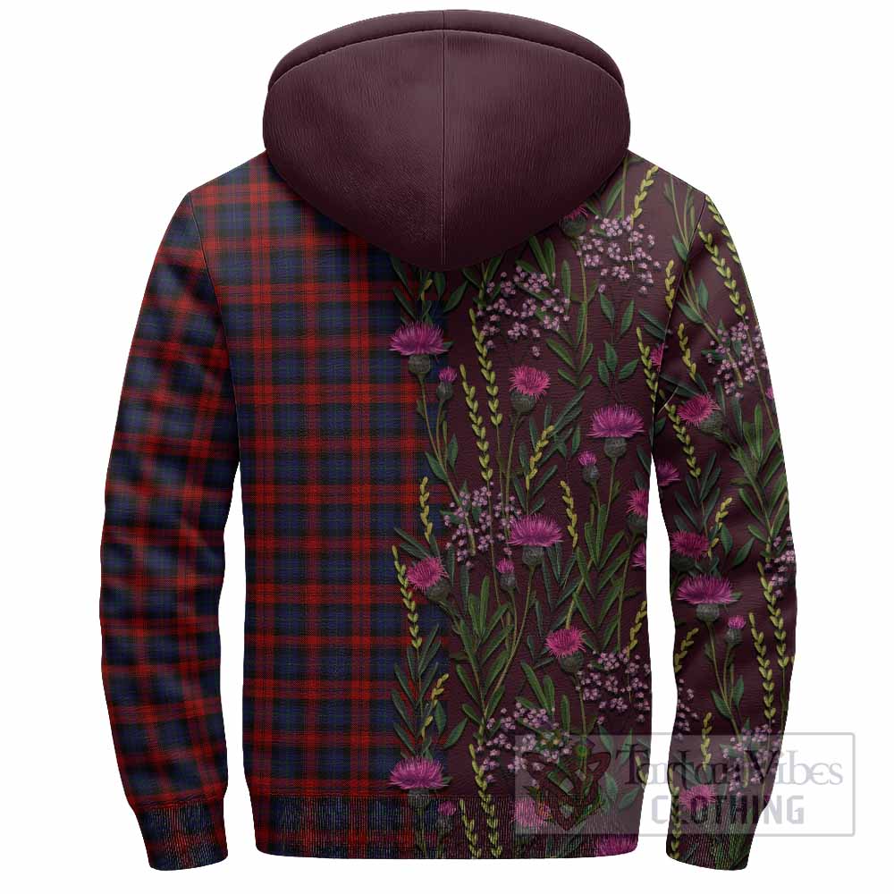 MacLachlan (McLachlan) Family Crest Tartan Sherpa Hoodie Scottish Thistle Flower Pattern Half Style - Tartan Vibes Clothing