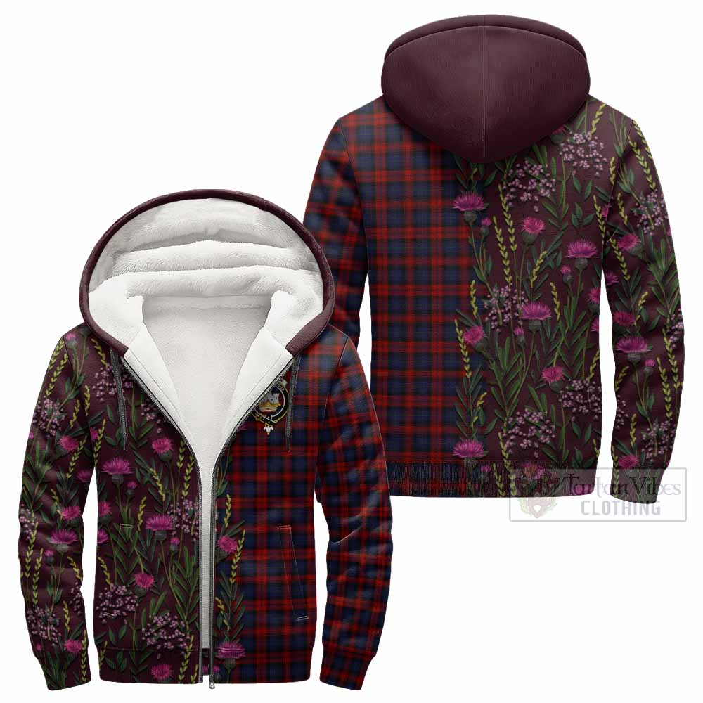 MacLachlan (McLachlan) Family Crest Tartan Sherpa Hoodie Scottish Thistle Flower Pattern Half Style - Tartan Vibes Clothing