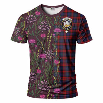 MacLachlan (McLachlan) Family Crest Tartan T-Shirt Scottish Thistle Flower Pattern Half Style - Tartan Vibes Clothing
