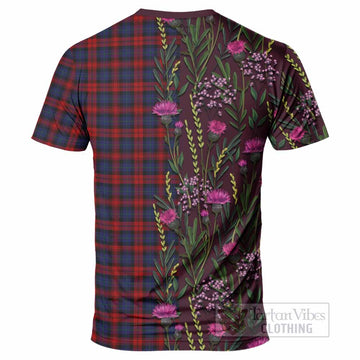 MacLachlan (McLachlan) Family Crest Tartan T-Shirt Scottish Thistle Flower Pattern Half Style - Tartan Vibes Clothing
