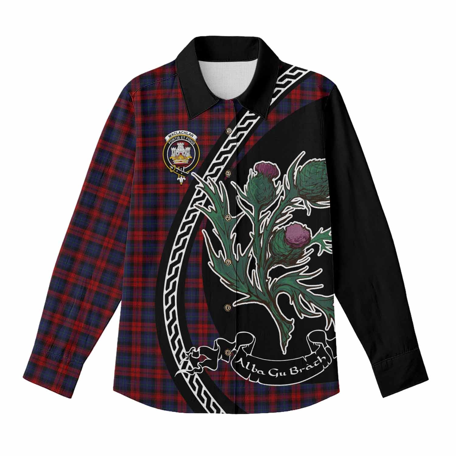 MacLachlan (McLachlan) Family Crest Tartan Women Casual Shirt Alba Thistle Inspired - Tartan Vibes Clothing