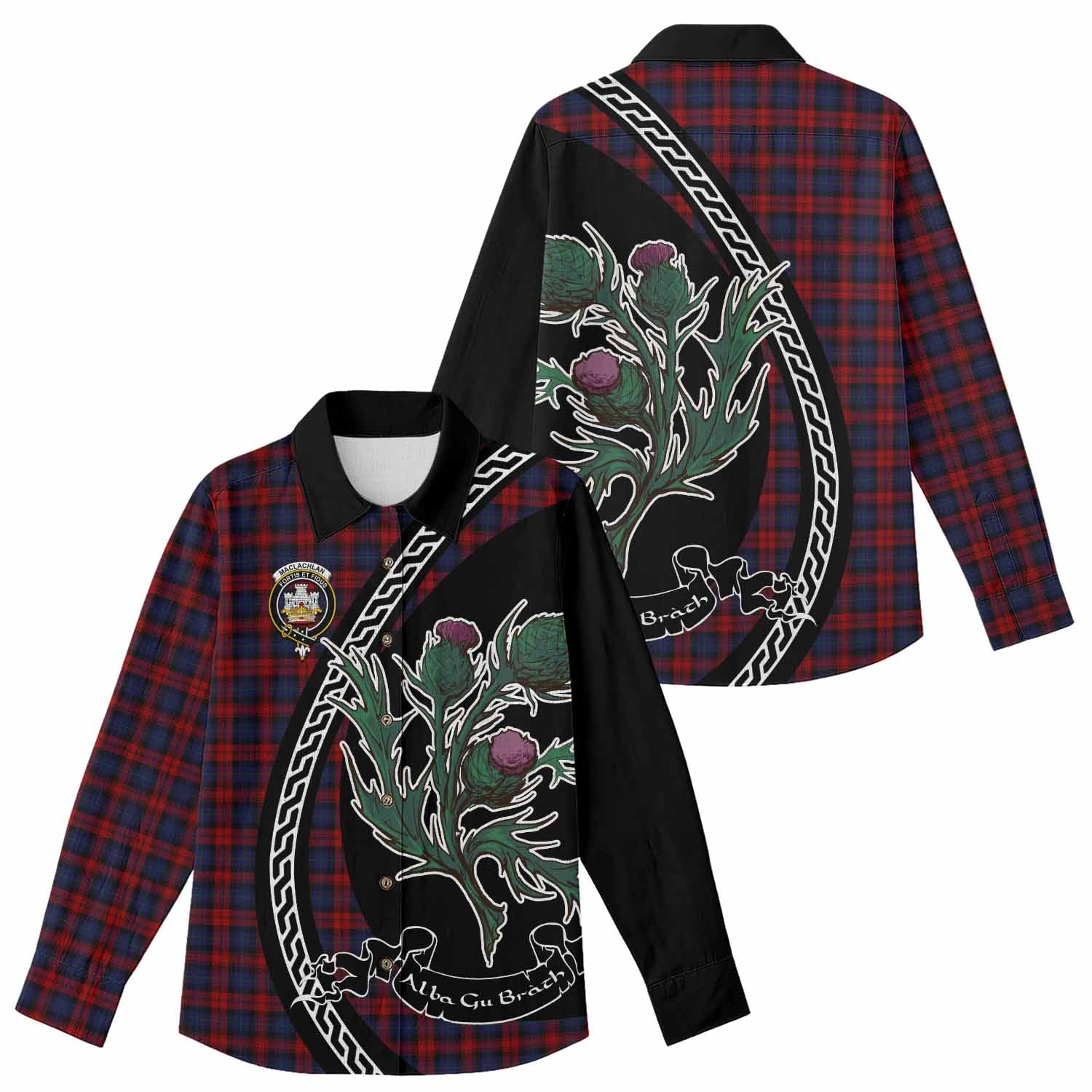 MacLachlan (McLachlan) Family Crest Tartan Women Casual Shirt Alba Thistle Inspired - Tartan Vibes Clothing