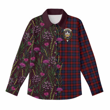 MacLachlan (McLachlan) Family Crest Tartan Women Casual Shirt Scottish Thistle Flower Pattern Half Style - Tartan Vibes Clothing