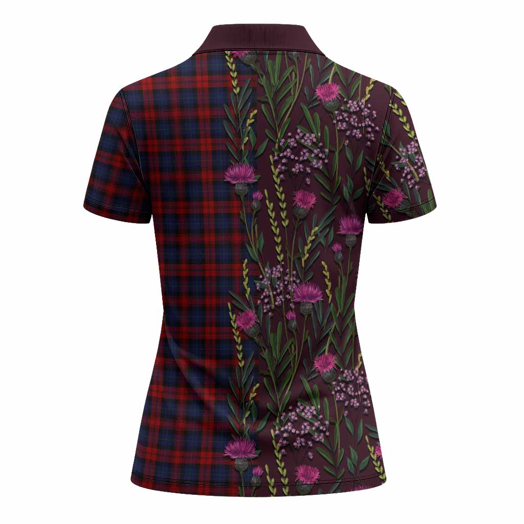 MacLachlan (McLachlan) Family Crest Tartan Women Polo Shirt Scottish Thistle Flower Pattern Half Style - Tartan Vibes Clothing