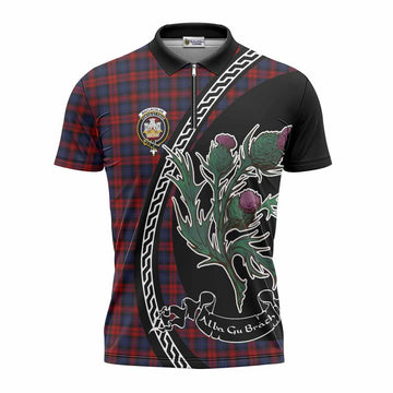 MacLachlan (McLachlan) Family Crest Tartan Zipper Polo Shirt Alba Thistle Inspired