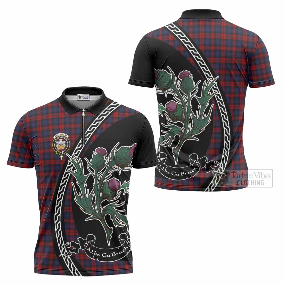 MacLachlan (McLachlan) Family Crest Tartan Zipper Polo Shirt Alba Thistle Inspired - Tartan Vibes Clothing