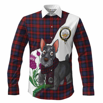 MacLachlan (McLachlan) Scottish Terrier Tartan Crest Long Sleeve Button Shirts Thistle Heritage Art