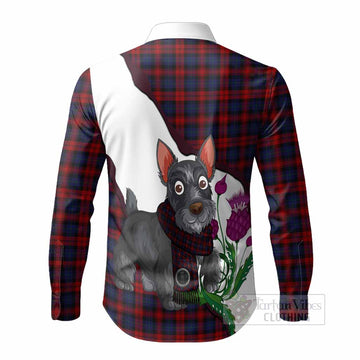 MacLachlan (McLachlan) Scottish Terrier Tartan Crest Long Sleeve Button Shirts Thistle Heritage Art