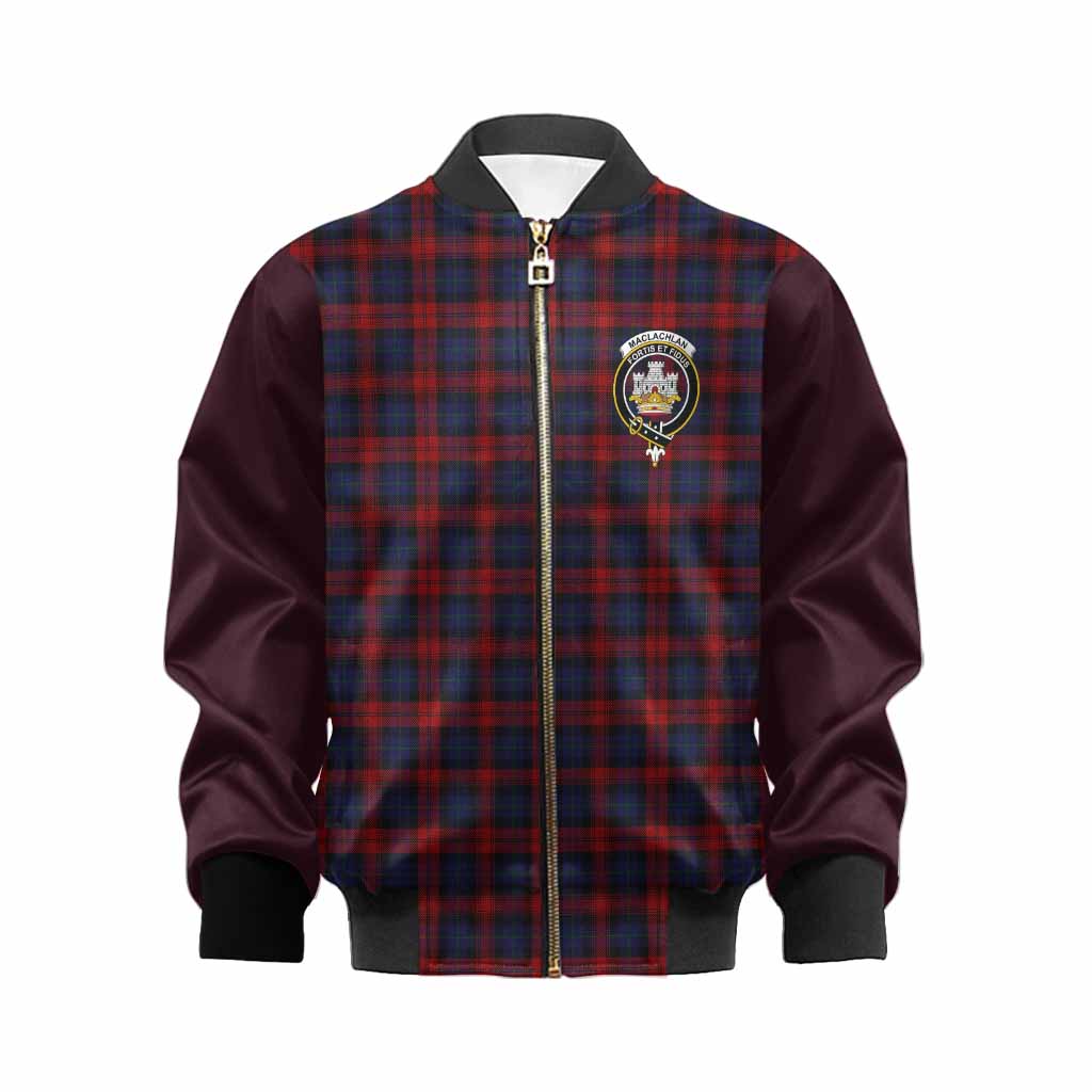 MacLachlan (McLachlan) Tartan Accent Kid Bomber Jacket with Family Crest