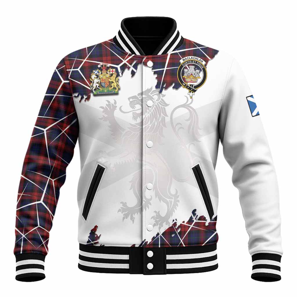 MacLachlan (McLachlan) Tartan Baseball Jacket with Family Crest and Lion Rampant Grunge Style