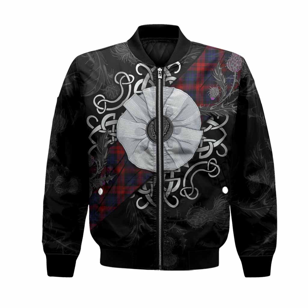 MacLachlan (McLachlan) Tartan Bomber Jacket Jacobite White Rose Unisex Black - Tartan Vibes Clothing