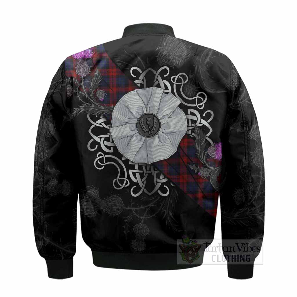 MacLachlan (McLachlan) Tartan Bomber Jacket Jacobite White Rose - Tartan Vibes Clothing