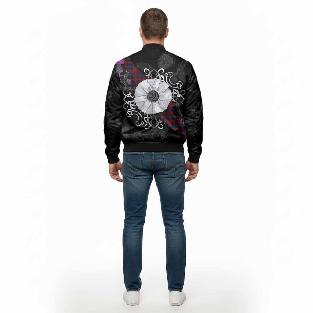 MacLachlan (McLachlan) Tartan Bomber Jacket Jacobite White Rose - Tartan Vibes Clothing