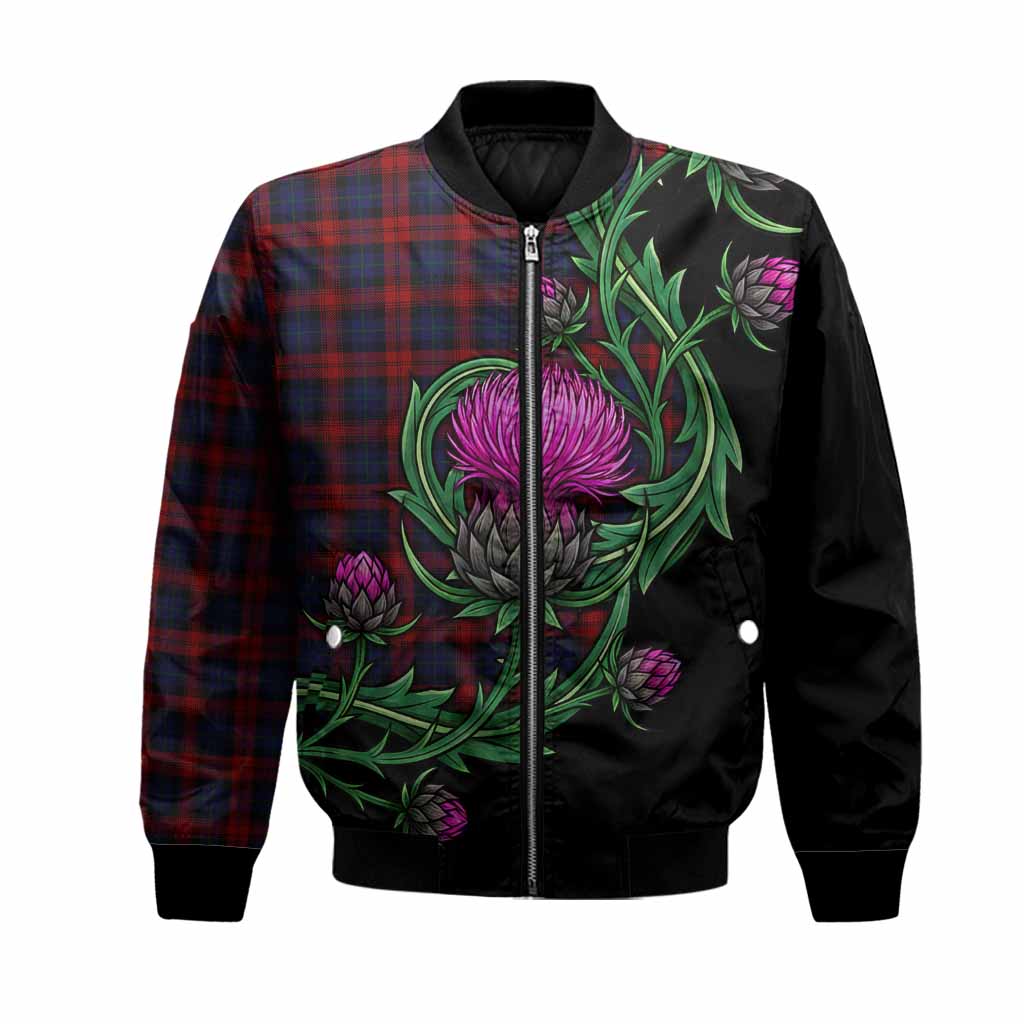 MacLachlan (McLachlan) Tartan Bomber Jacket Resilient Scottish Thistle Unisex Black - Tartan Vibes Clothing