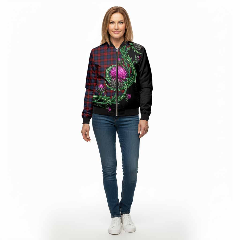 MacLachlan (McLachlan) Tartan Bomber Jacket Resilient Scottish Thistle - Tartan Vibes Clothing