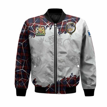 MacLachlan (McLachlan) Tartan Bomber Jacket with Family Crest and Lion Rampant Grunge Style