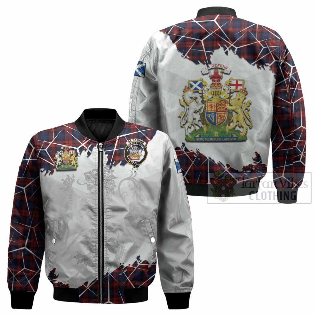 MacLachlan (McLachlan) Tartan Bomber Jacket with Family Crest and Lion Rampant Grunge Style