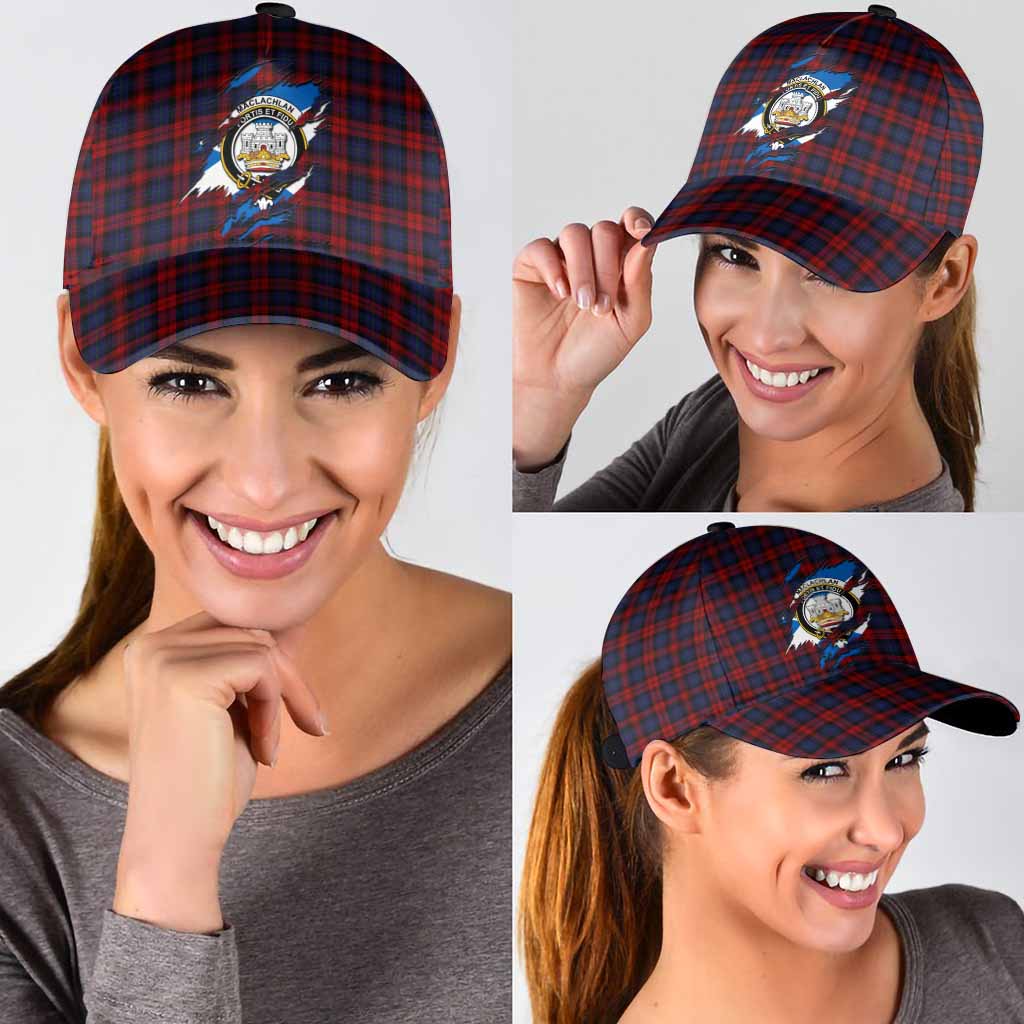 MacLachlan (McLachlan) Tartan Classic Cap with Family Crest In Me Style