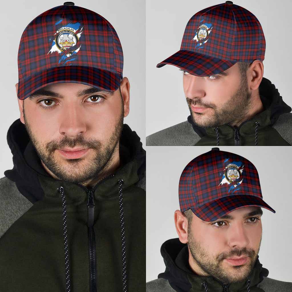 MacLachlan (McLachlan) Tartan Classic Cap with Family Crest In Me Style