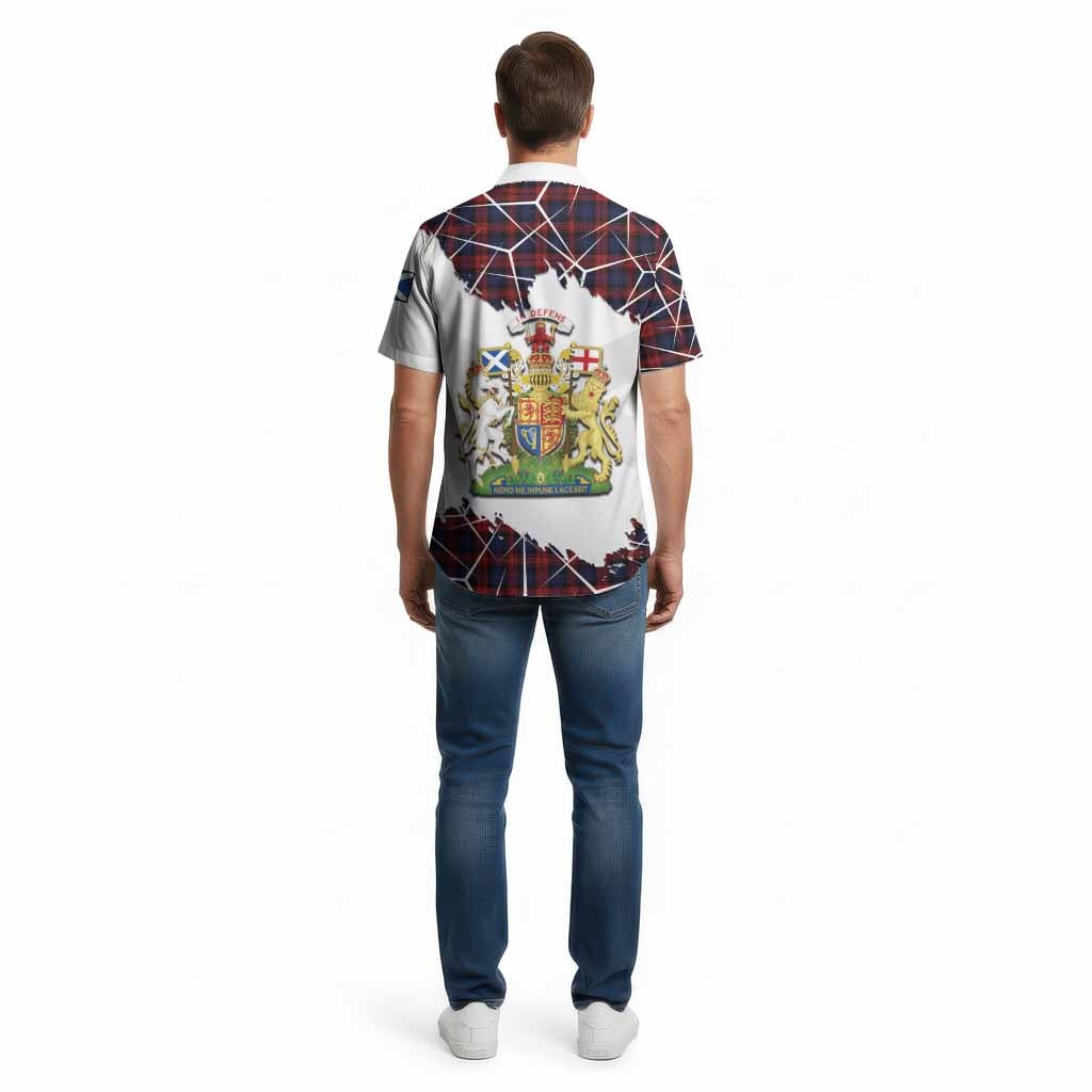 MacLachlan (McLachlan) Tartan Cotton Hawaiian Shirt with Family Crest and Lion Rampant Grunge Style