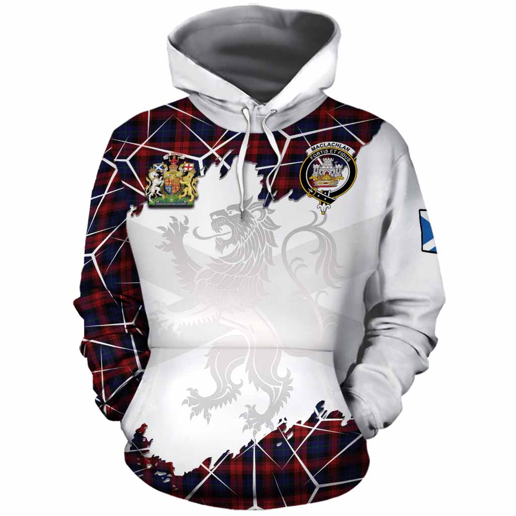 MacLachlan (McLachlan) Tartan Cotton Hoodie with Family Crest and Lion Rampant Grunge Style