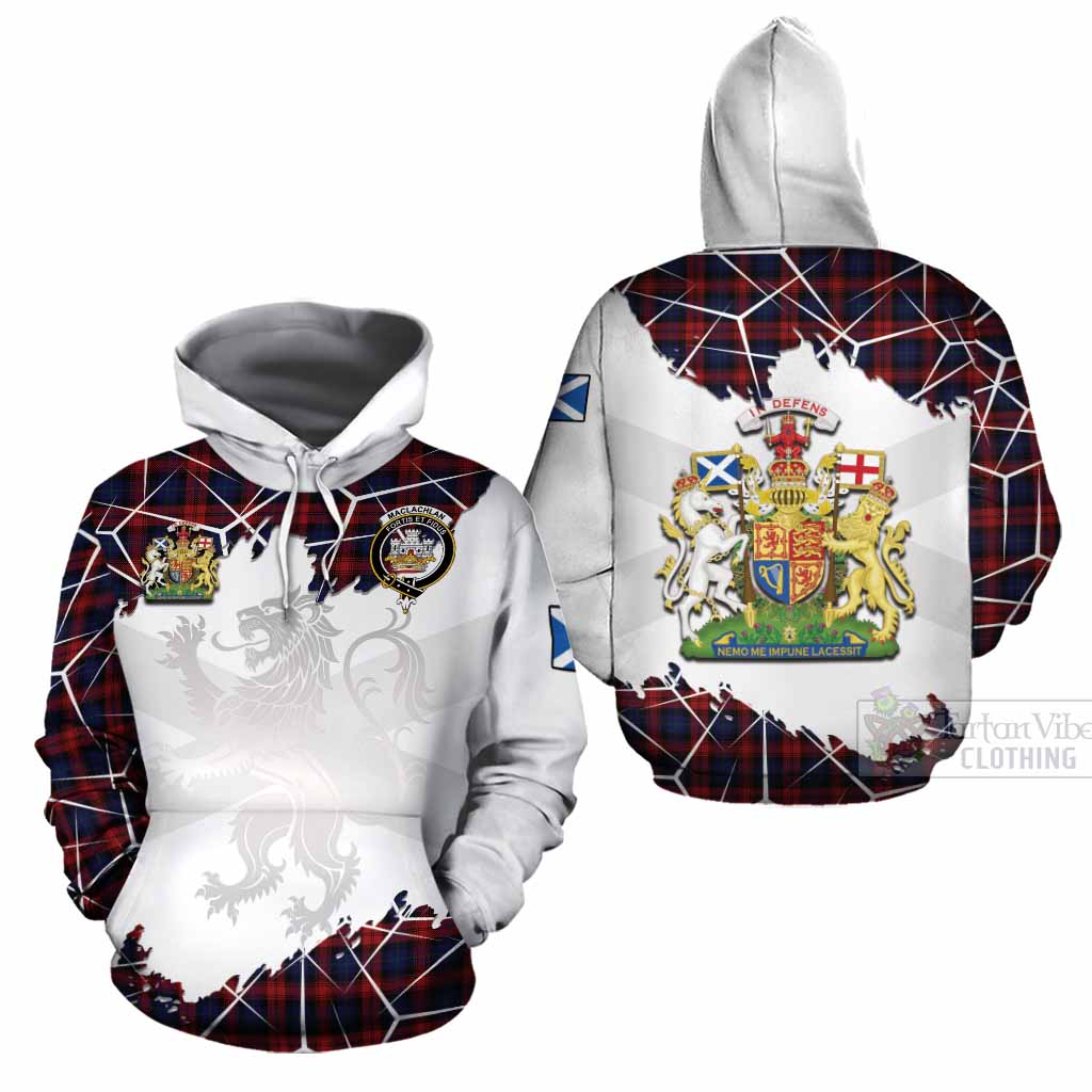 MacLachlan (McLachlan) Tartan Cotton Hoodie with Family Crest and Lion Rampant Grunge Style