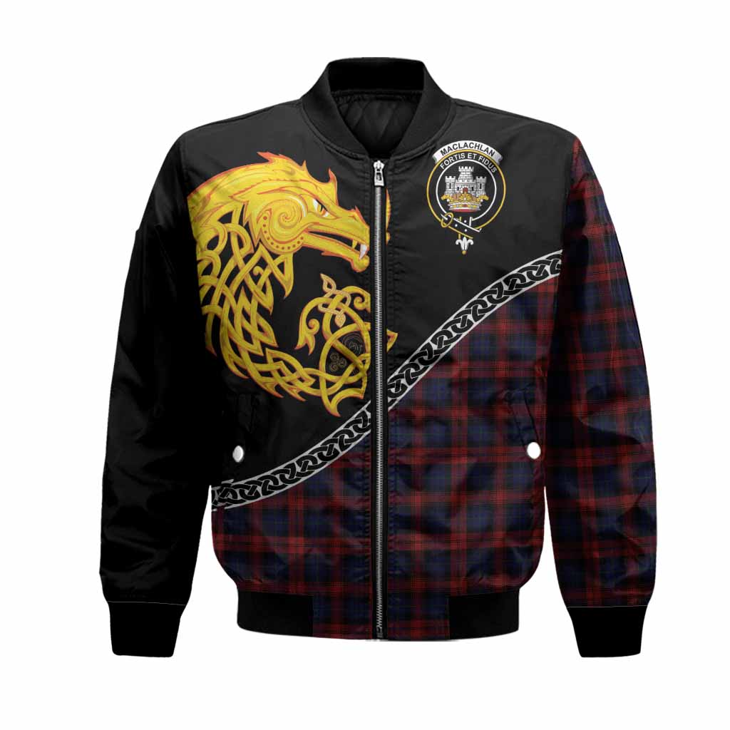 MacLachlan (McLachlan) Tartan Crest Bomber Jacket Legendary Dragon Knot Half Style