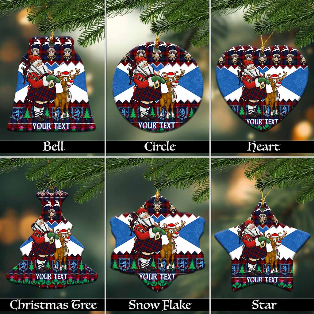 MacLachlan (McLachlan) Tartan Crest Christmas Ceramic Ornament Scotland Santa With Bagpipes Cute Reindeer