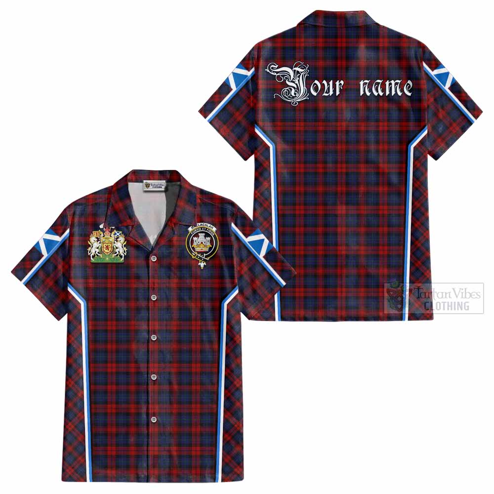 MacLachlan (McLachlan) Tartan Crest Cotton Hawaiian Shirt Scotland Coat of Arm Flag Style - Tartan Vibes Clothing