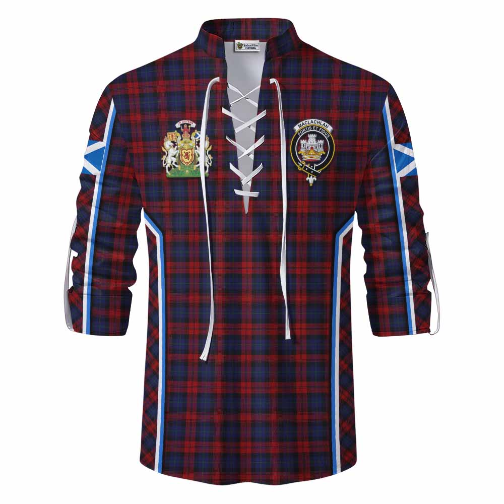MacLachlan (McLachlan) Tartan Crest Ghillie Kilt Shirt Scotland Coat of Arm Flag Style - Tartan Vibes Clothing