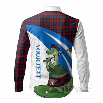 MacLachlan (McLachlan) Tartan Crest Golf Nessie Long Sleeve Button Shirts Loch Ness Monster Sporty Style