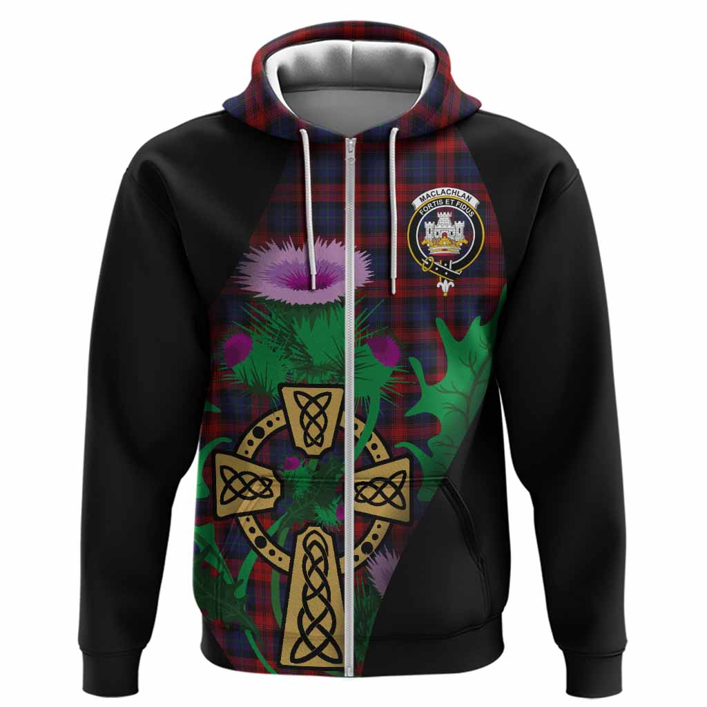 MacLachlan (McLachlan) Tartan Crest Hoodie Celtic Cross Thistle Flowers